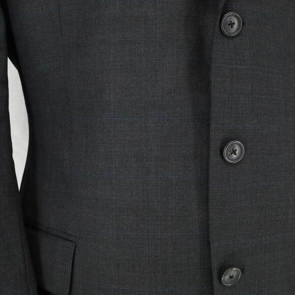 Arnold Brant Sport Coat Mens 43R Wool Cashmere Charcoal Gray Plaid Jacket - Picture 12 of 16